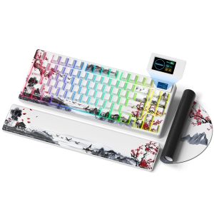 Womier SK80 PRO 75% Wireless Mechanical Keyboard 3-Mode RGB Backlit Hot-Swappable Gaming Keyboard with Color ScreenWrist Rest