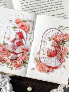 สติ๊กเกอร์ 3 มิติ PET ตกแต่งลายดอกไม้สไตล์ชนบท DIY สำหรับเล่มโน้ตบุ๊กและงานฝีมือ อุปกรณ์สำนักงาน วัสดุกระดาษ