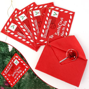 【Free Shipping】5Pcs Santa Claus Letter Envelope Embroidery Card Felt Christmas Tree Decoration Ornament Xmas Home Decor New Year Gift
