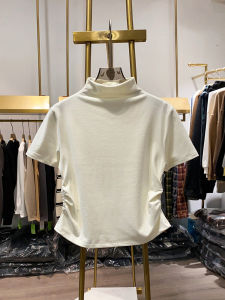 เสื้อยืดคอกลมแขนสั้นทรงสลิมฟิตสไตล์เกาหลีสำหรับผู้หญิง ทรงเข้ารูป เสื้อเชิ้ตคอตตอนผสมโพลีเอสเตอร์