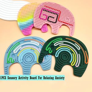 1PCS Sensory Activity Board Relaxing Anxiety ADHD Autism Stress Relief Silicone Rod Colored Finger Decompression Kids Toys Gifts