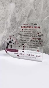 Romantic Acrylic Heart Keepsake - Perfect Birthday & Anniversary Gift for Wife from Husband with Love Sayings Plaque