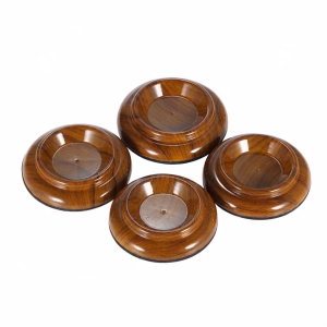 ammoon Xtahdge 4pcs/set Double Round Acrylic Upright Piano Caster Cup Rose Wood Pattern with EVA Anti-Slip Mat