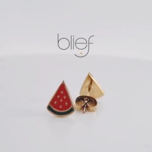 Blief Plus+ QPP Summer Melon Kids Earrings Classic 24 Karat Gold or Medical Grade Stainless Steel Subang K0001