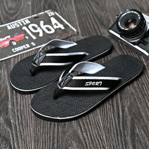 Summer Mens Flip Flops Rubber Anti-Slip Soft Bottom Beach Outdoor Wearable Trendy Youth Thick Bottom Foam Rubber Slip-On Shoes