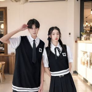 Summer Primary and Secondary School Students British Style School Uniform Business Attire Junior High School Students Graduation Photo Preppy Style Student High School Students Business Attire