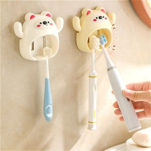 Dễ thương Gấu tường giá để bàn chải đánh răng bàn chải đánh răng hoạt hình móc treo tường bàn chải đánh răng phòng tắm giá lưu trữ móc linh hoạt