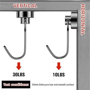 Heavy Duty Neodymium Rare Earth Magnetic Hooks for Cruise Ship Refrigerator Kitchen Home Office Hanging Organization Strong Hold