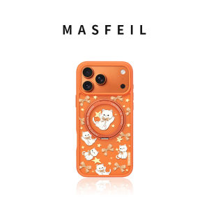 MASFEIL | Bow kitten suitable for Apple 17promax mobile phone case iPhone17pro with stand ip17 all-inclusive girls Fo5 magnetic fulcrum cute internet celebrity case