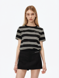 ANN ANDELMAN | Loose Versatile Striped Round Neck T-shirt