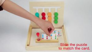 Montessori Learning Toys Slide Puzzle Color & Shape Matching Brain Teasers Logic Game Preschool Educational Wooden Toys for Kids Boys Girls Age 3 4 5 6 7 Years Old Airplane Travel Toys Birthday Gifts