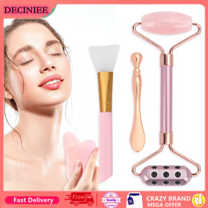 DECINIEE Jade Stone Facial Massage Roller Gua Sha Set Rose Quartz Germanium Beauty Bar Gua Sha Board Mask Brush Eye Cream Stick Skin Care