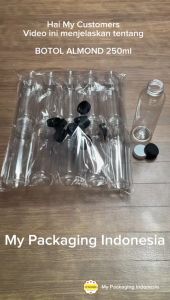 Botol plastik Almond 250ml + Tutup Hitam