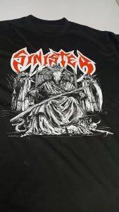 T-Shirt Kaos Musik Band SINISTER Bahan 24s