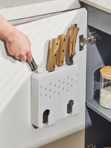 Cabinet Door Knife Rack Storage Rack 2024 New Arrival Kitchen Wall-Mounted Punch-Free Knife Pot Cover Cutting Board Integrated Storage Rack