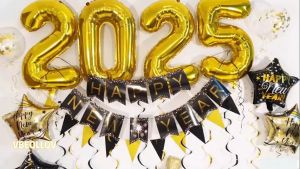 50pcs Balloons Set Party Decorations Happy Birthday Banner Foil Curtain Backdrop Star Confetti Balloon Set Decoration For Kids Adult Birthday Party Needs Supplies
