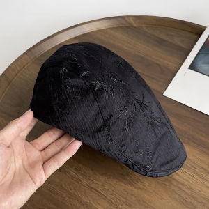 Retro Chinese Style Beret Hat Womens Spring Summer Thin Wide Brim Fashionable Casual Embroidered round Top Street Style Cap