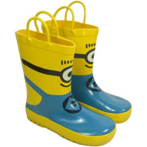 Kids Cartoon Rain Boots Baby Rain Shoes Boys Non-Slip Rain Boots Toddler Kids Rubber Boots Soft Lightweight Yellow Knee-High Boots