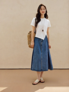 INMAN | French High Waist Slimming Autumn Winter Cotton Denim A-Line Skirt