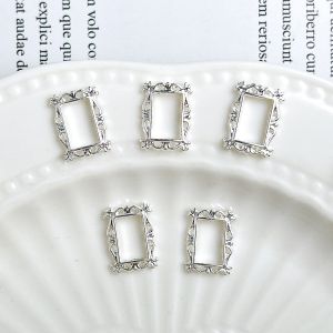 20PCS Minimalist Tricolors Square Oval Photo Frame Alloy Nail Art Charms 3D Light Luxury Hollowed Frame Nail Decorations for DIY