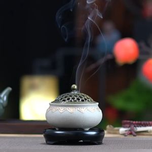 Ceramic Incense Burner Vintage Incense Cone Holder Lotus Incense Burner for Home Office