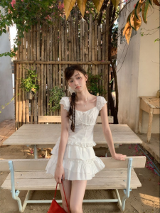 NIHAOKANONG | Bộ Áo Cổng Ruffle và Chân Váy Dành Cho Phụ Nữ Mùa Hè