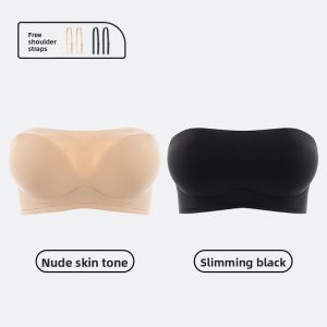 miiow | Cat Woman Honeycomb Strapless Bra Womens Anti-Slip Seamless Gathered Tube Top Thin Beautiful Backless Underwear For Young Females