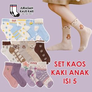 Kaos Kaki Bayi Anak Perempuan Panjang Motif Katun Import Isi 5