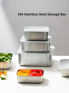 LocknLock 304 Stainless Steel Food Storage Box Ice Cream Freezing Container Kitchen Refrigerator Preservation Container