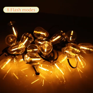 Solar String Light ST38 LED Bulb Outdoor Waterproof and E12 Socket Plug Garden Decoration Light Solar Pendant Light Light String