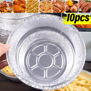 10pcs Aluminum Foil Tray Air fryer Tin Paper Bowl High Temperature Tesistance Washable Can Be Reused Oil-Proof Wide Range of Uses