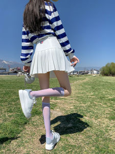 Váy Ngắn Xếp Ly Chữ a Cạp Cao Cho Nữ Mùa Hè Váy Ngắn Màu Trắng Nửa Thân Váy Ngắn Kiểu Dáng Ngọt Ngào Thanh Lịch Phong Cách Đại Học