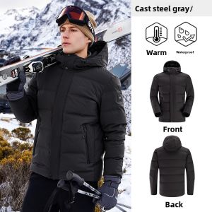 Jeep | Jeep Mens Down Jacket Short Thick Warm Winter Coat Bread Style Cold Resistant Outerwear 90% White Goose Down Ultra Warmth