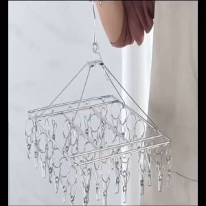 10/40/50 Clips Stainless Steel Laundry Drying Rack Windproof for Socks Bras Hats Clothes Hanger