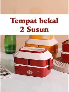 OFM-C758 Tempat Makan 2 Susun Lunch Box Anti Tumpah / Kotak Makan Siang / Kotak Bekal Set Sendok Garpu