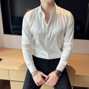 Áo Sơ Mi Nam in Họa Tiết Lụa Băng Mỏng Mùa Hè Dài Tay Thời Trang Thường Ngày Không Cần Ủi Bằng Vải Satin Polyester