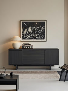 Modern Minimalist Black Wooden Living Room Storage Cabinet Entrance Hallside Table Simple Chic Style TV Stand Furniture