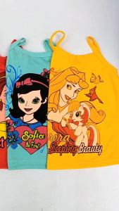Kids Spaghetti Strap Sando Pambahay for Girl Bundle 6pcs per pack Ordinary Cotton Assorted Cartoon Character