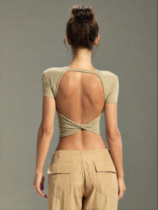 MITAOGIRL | Back Beauty Gym Top with Padding