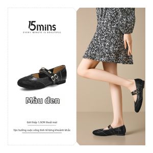 15MINS | Giày Mary Jane Đen Phong Cách Retro