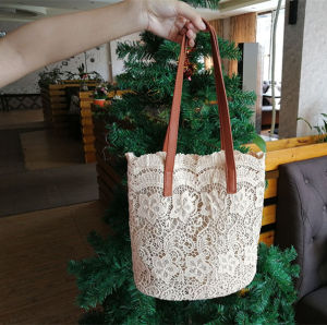 Fashionable Lace Fairy Tote Bag Womens Student Bag Korean Version 2025 New Style Lightweight Vintage INS Popular Bucket Shape