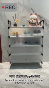 3-7Layers Shoe Rack with cover Cabinets Dustproof Waterproof Shoe rack organize Household Plastic + steel