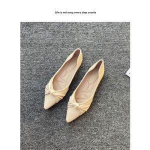 Soft Leather Flat Bottom Pointed Toe Womens Shoes Spring 2025 Fashion Gentle Versatile Black Flat Mouth Soft Skin Shoes