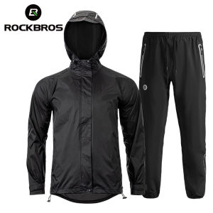 【Giao hàng địa phương】ROCKBROS Áo Mưa Đi Xe Đạp cho nam giới Áo khoác & quần áo mưa xe máy phù hợp với áo gió không thấm nước Phản quang áo mưa ngoài trời trùm đầu Bộ