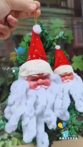 Hiasan Gantung Santa Kepala / Aksesoris Ornamen Dekorasi Natal Boneka Santa Head / Hiasan Gantung Pohon Natal Merry Christmas Ornamen Santa Kepala