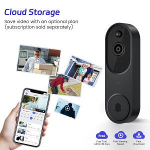 Modu 1080P Wireless Doorbell Video Camera AI Human Detection Chime Ringer Included 2.4G WiFi Night Vision Instant Alerts 2-Way Audio Cloud Storage Indoor Outdoor Surveillance