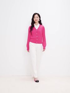 Koradior | Multicolor V-Neck Elegant Cardigan Sweater