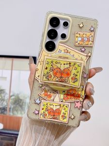 เคสโทรศัพท์มือถือแบบดูดซับแม่เหล็กคุณภาพสูงพร้อมสีสปาร์คเกอร์และรูปดาวสำหรับ Huawei Purax Samsung ZFlip7 S23 Ultra Magsafe