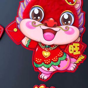 Combo 2 Rồng Happy Decal rồng trang trí tết 2024 Hapi Toys - Có lông vũ kèm Led Decal tết trang trí nhà cửa Loại Sịn