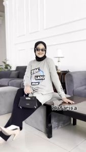 Tunik Wanita Lengan Panjang Zana Tunic Bahan Kaos Katun Combed Baju Atasan Wanita Simple Terbaru 2024 Oversize Kekinian